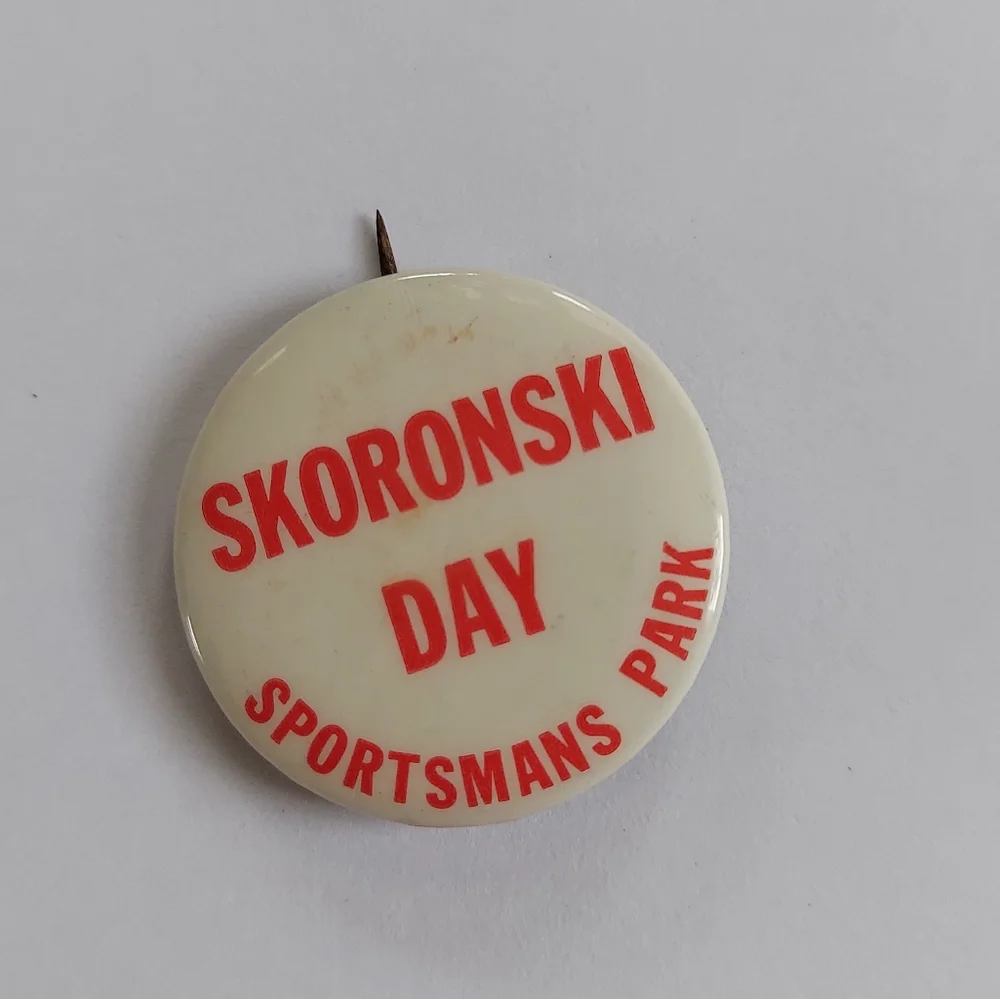 Vintage Pinback Button 60s Tony Skoronski Day Sportsmans Park St Louis StL